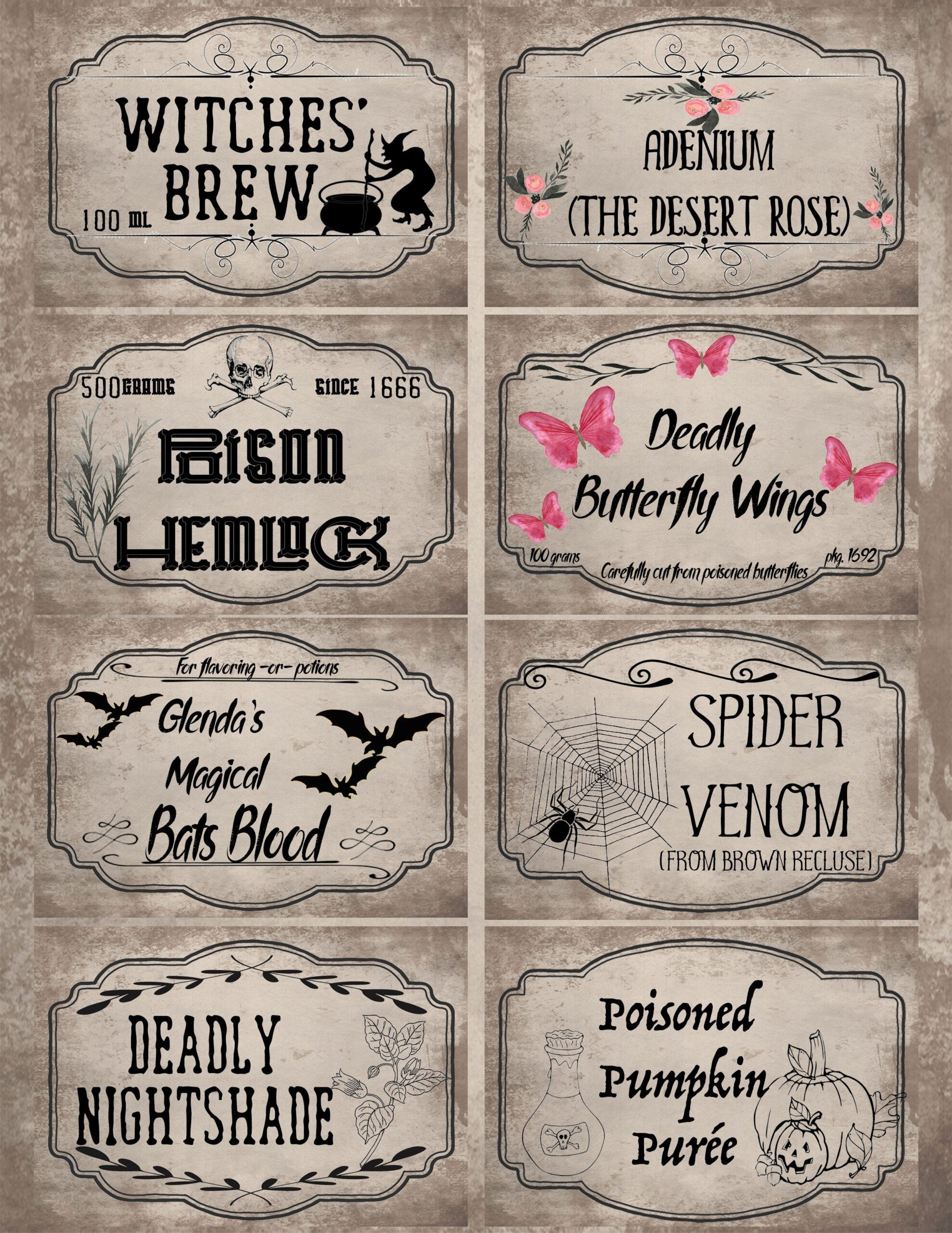Free Printable Halloween Apothecary Labels