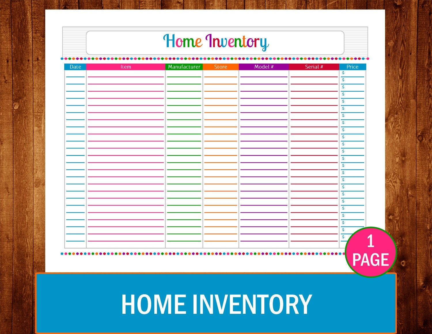 Free Printable Blank Home Inventory Sheets Free Printable Blank Home Inventory Sheets