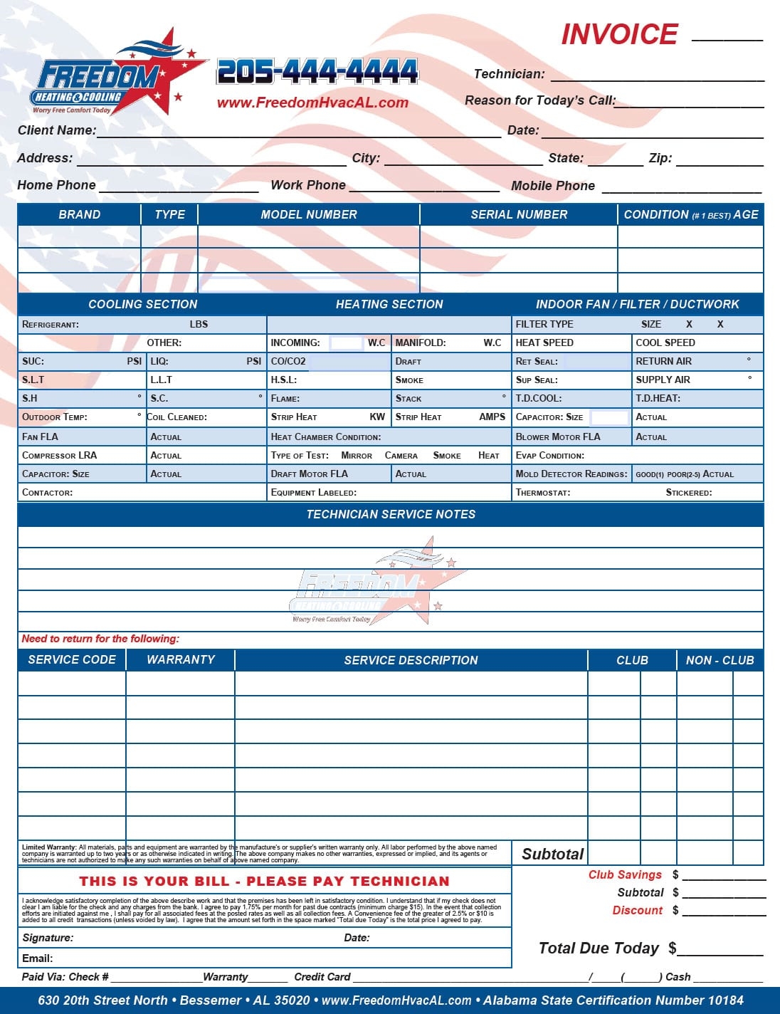 Free Printable Hvac Invoice Template Free Printable Hvac Invoice Template