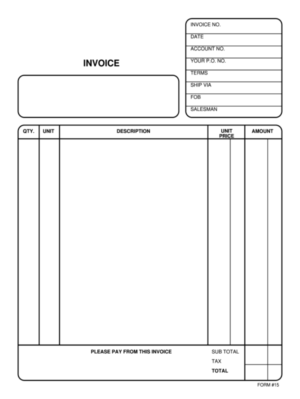 Printable Fill In The Blanks Invoice Form