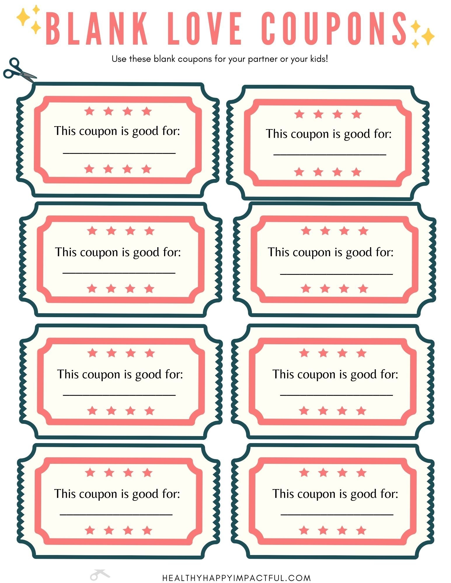 Free Printable Love Coupons Template Instant DIY Gift Love Coupons Free Printable Love Coupons Template Instant DIY Gift Love Coupons
