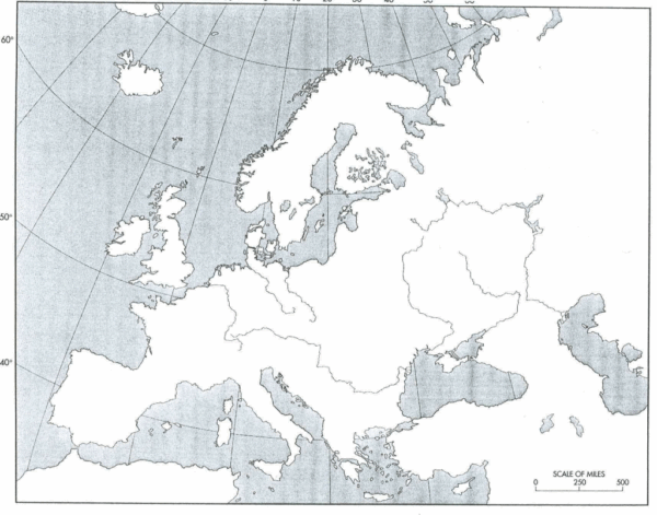 Blank Physical Map Of Europe Printable