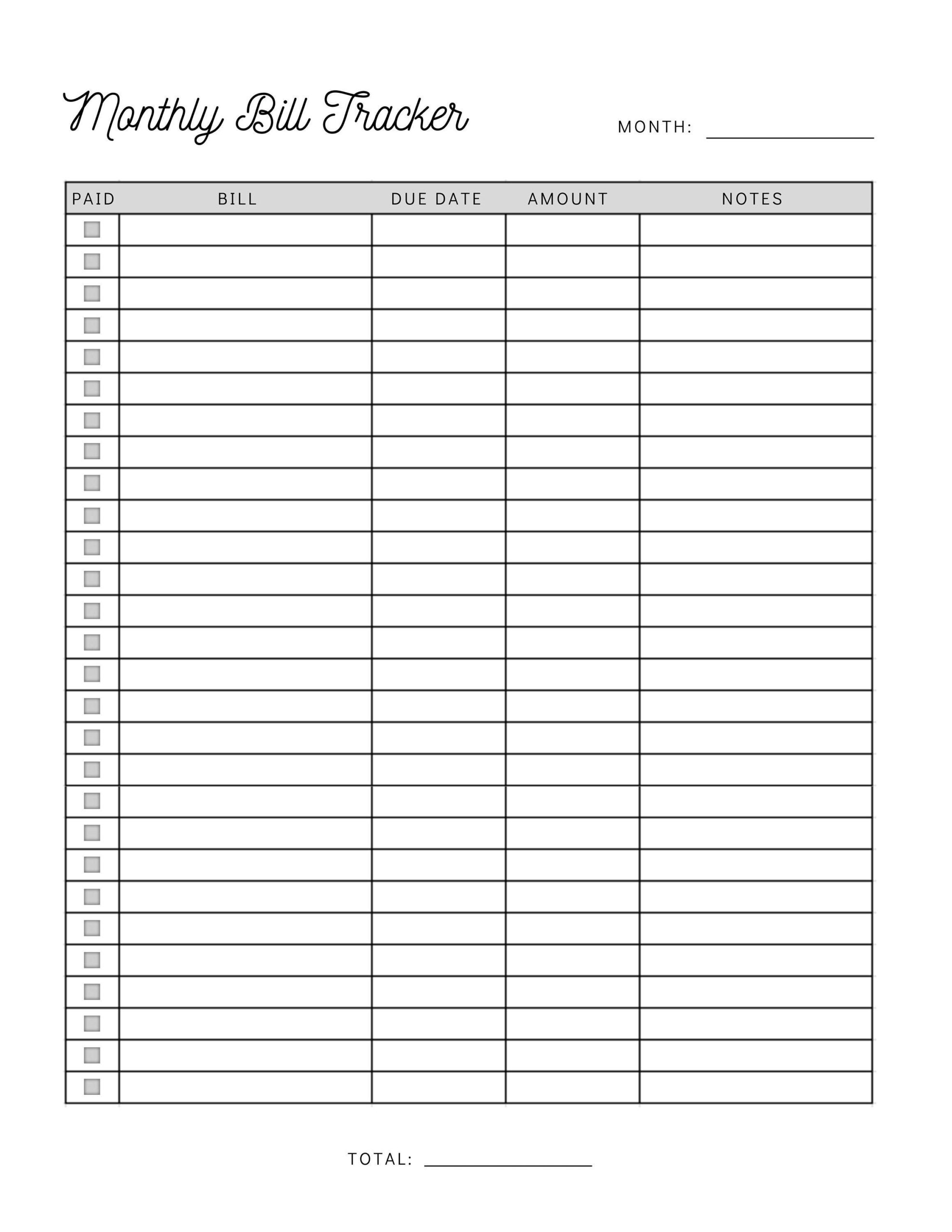 Free Printable Monthly Bill Payment Log A Comprehensive Guide Payment