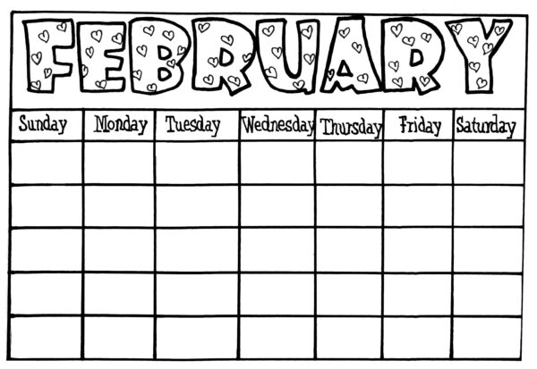 Blank Printable Monthly Calendar For Kid