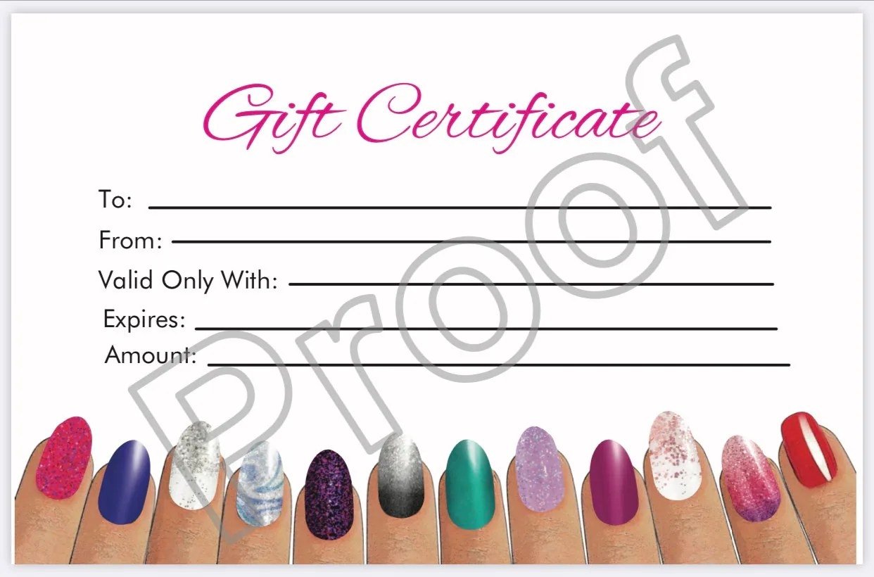 Printable Blank Nails Gift Certificates Template