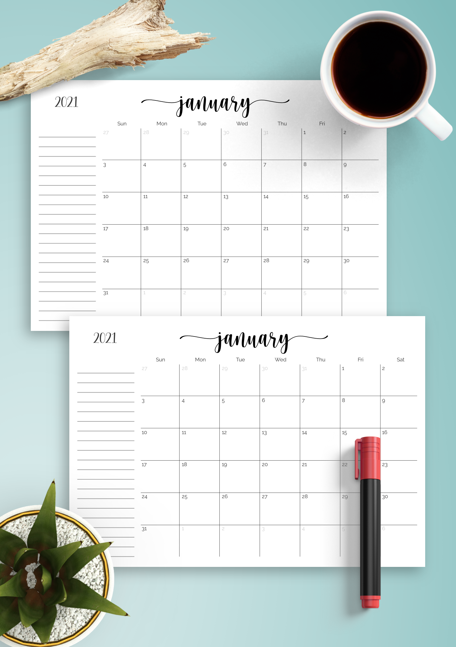 Blank Calendar With Note Section Printables Blank Calendar With Note Section Printables