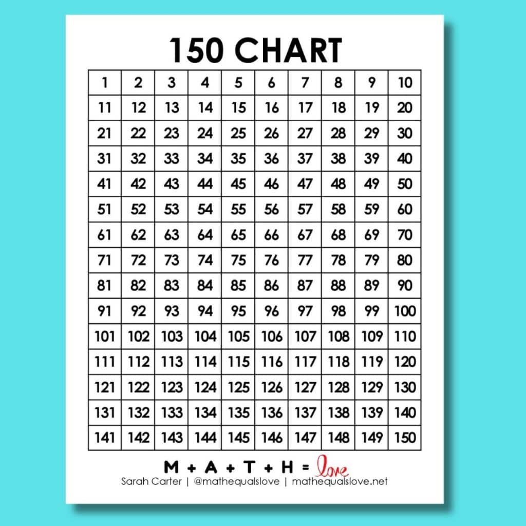 Free Printable Number Chart To 150 Download Free Printable Number 