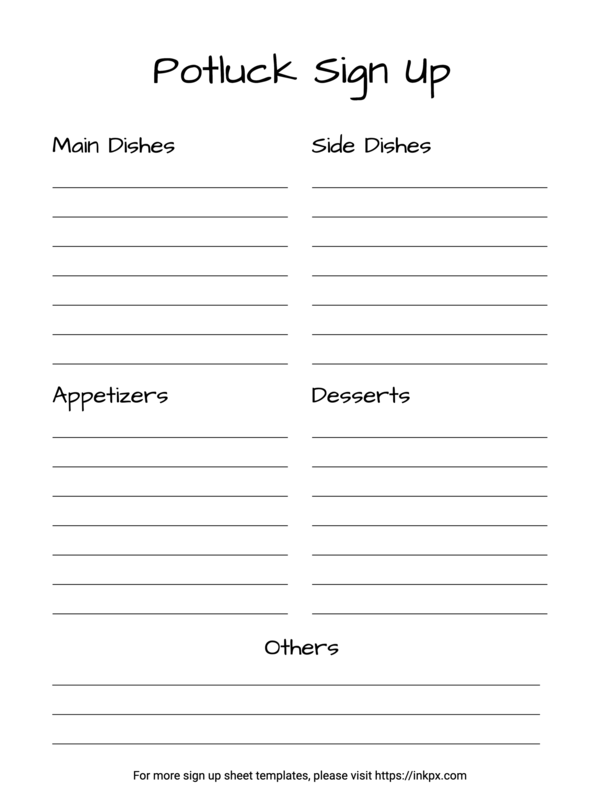 Free Printable Potluck Sign Up Sheet Templates InkPx Free Printable Potluck Sign Up Sheet Templates InkPx