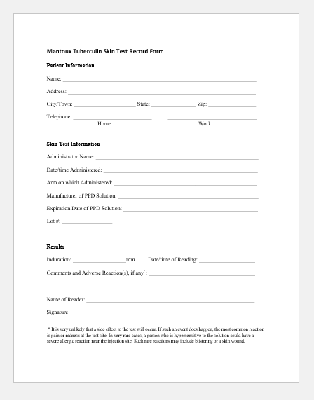 Free Printable Tb Skin Test Form Printable Form 2024 Free Printable Tb Skin Test Form Printable Form 2024