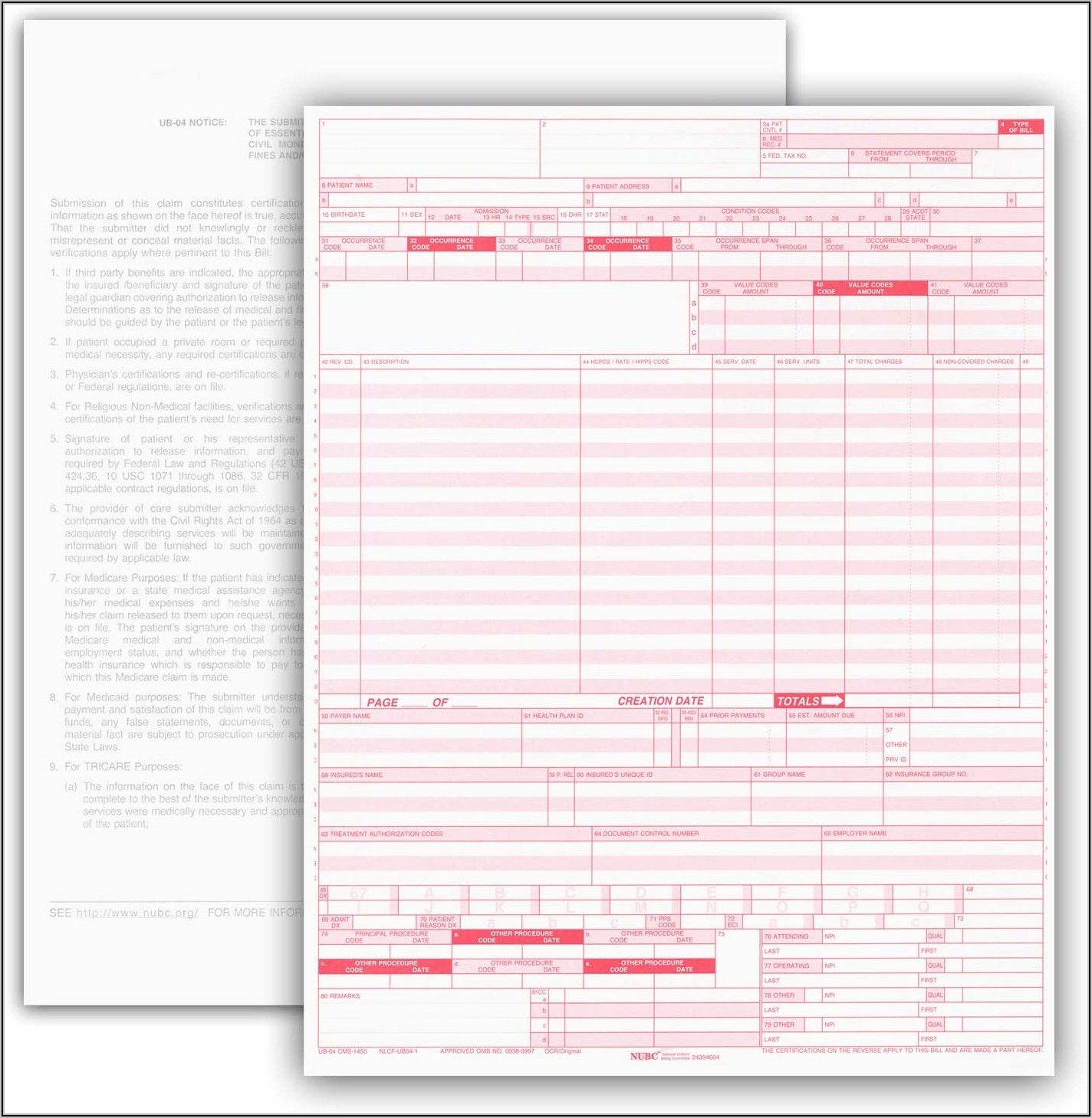 Free Printable Ub 04 Claim Form Printable Forms Free Online Free Printable Ub 04 Claim Form Printable Forms Free Online