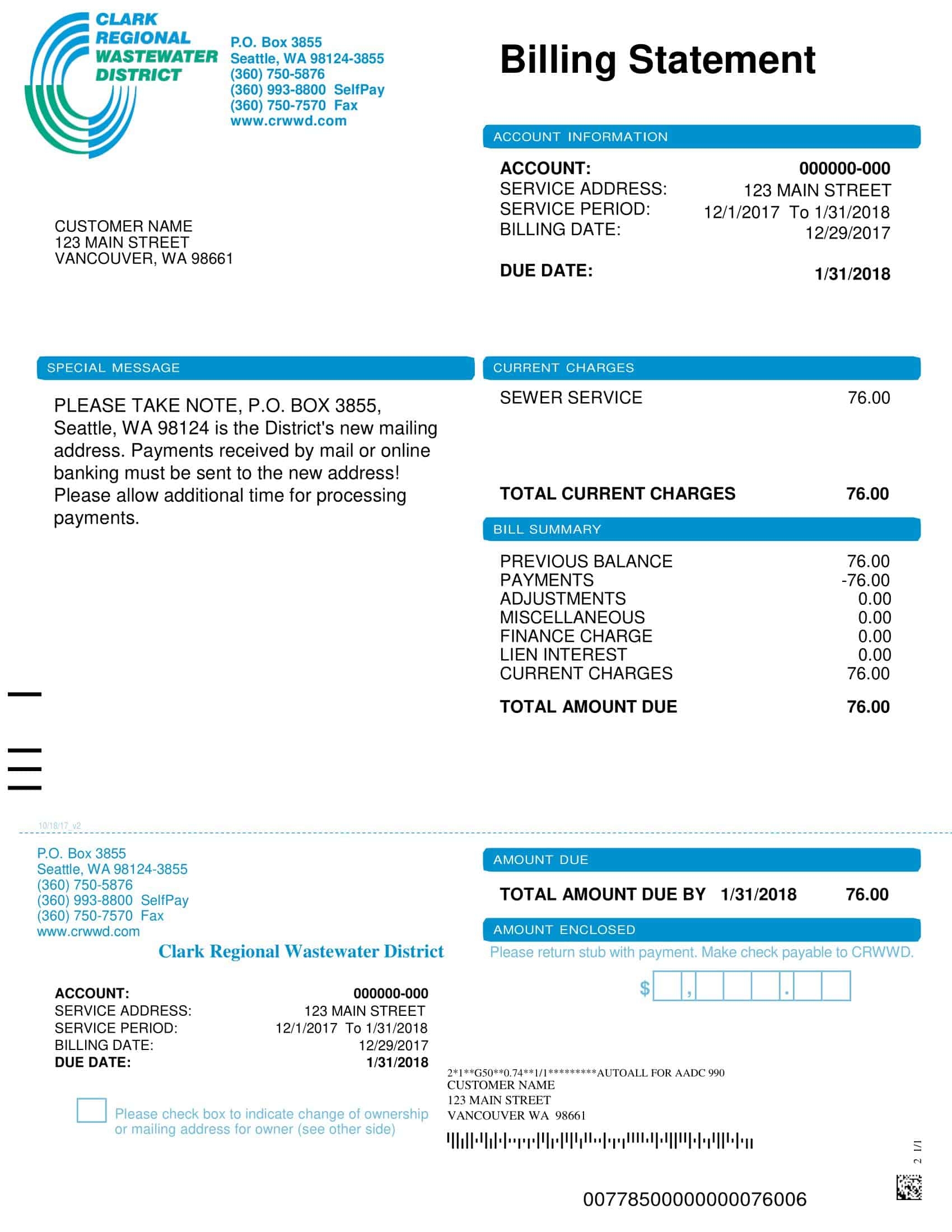 Printable Blank Utility Bill Template Water