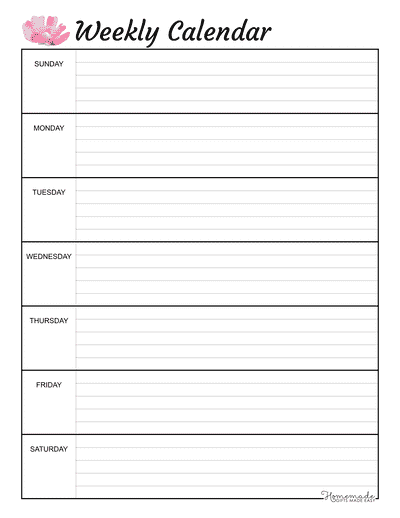 Free Printable Weekly Calendar Template