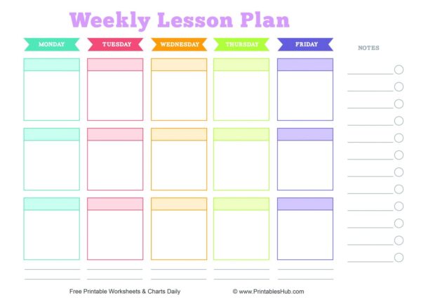 Blank Weekly Lesson Plan Template Printable