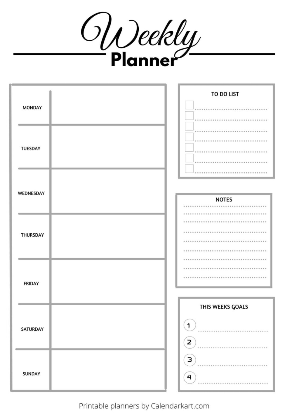 Free Printable Weekly Planner Templates CALENDARKART Simple Weekly 