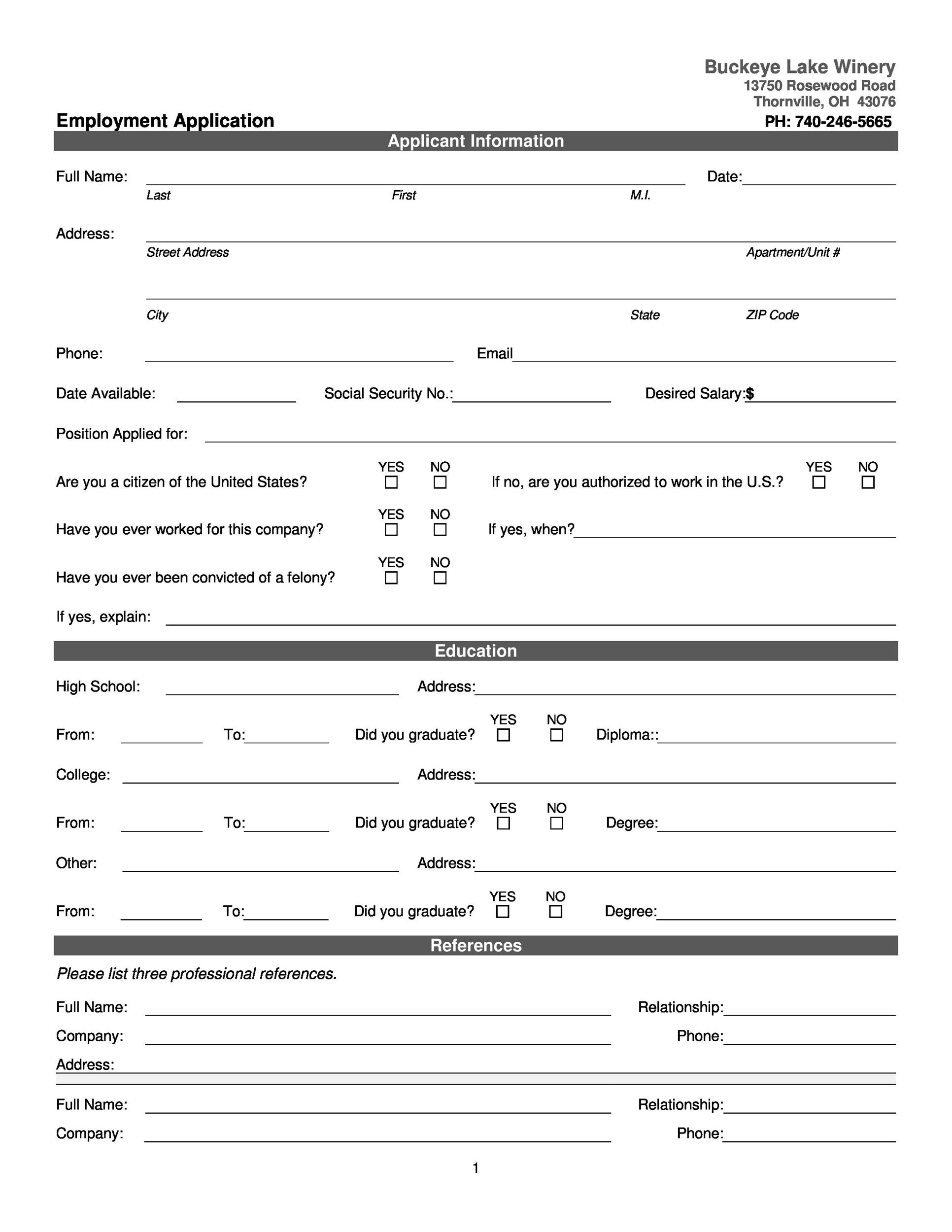 Free Printable Work Application Form Printable Application Free Printable Work Application Form Printable Application