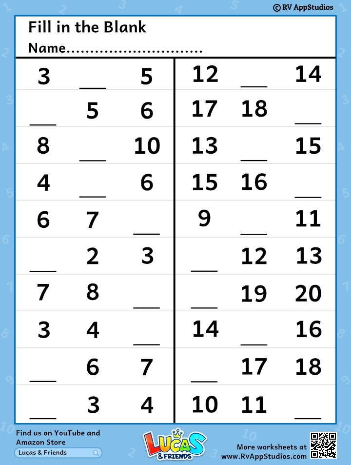 Free Printable Worksheets For Kids Missing Number Worksheets 1 20