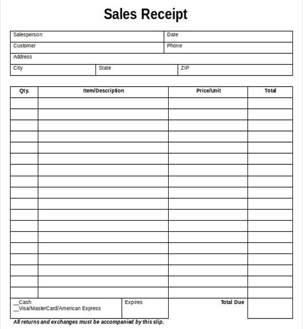 Free Sales Receipt Template