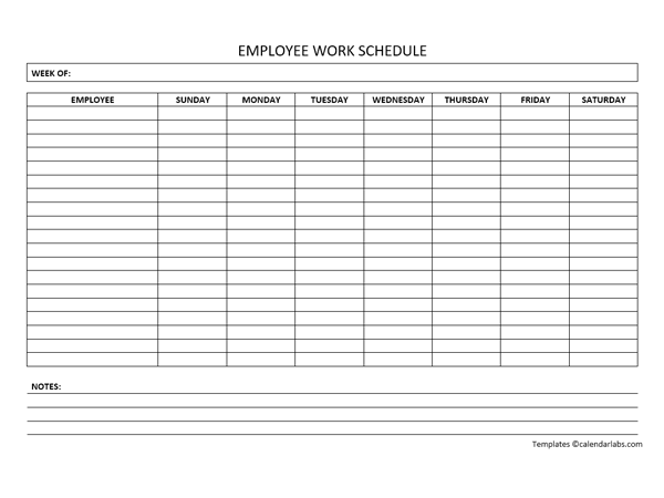 Free Weekly Employee Work Schedule Template Free Printable Templates