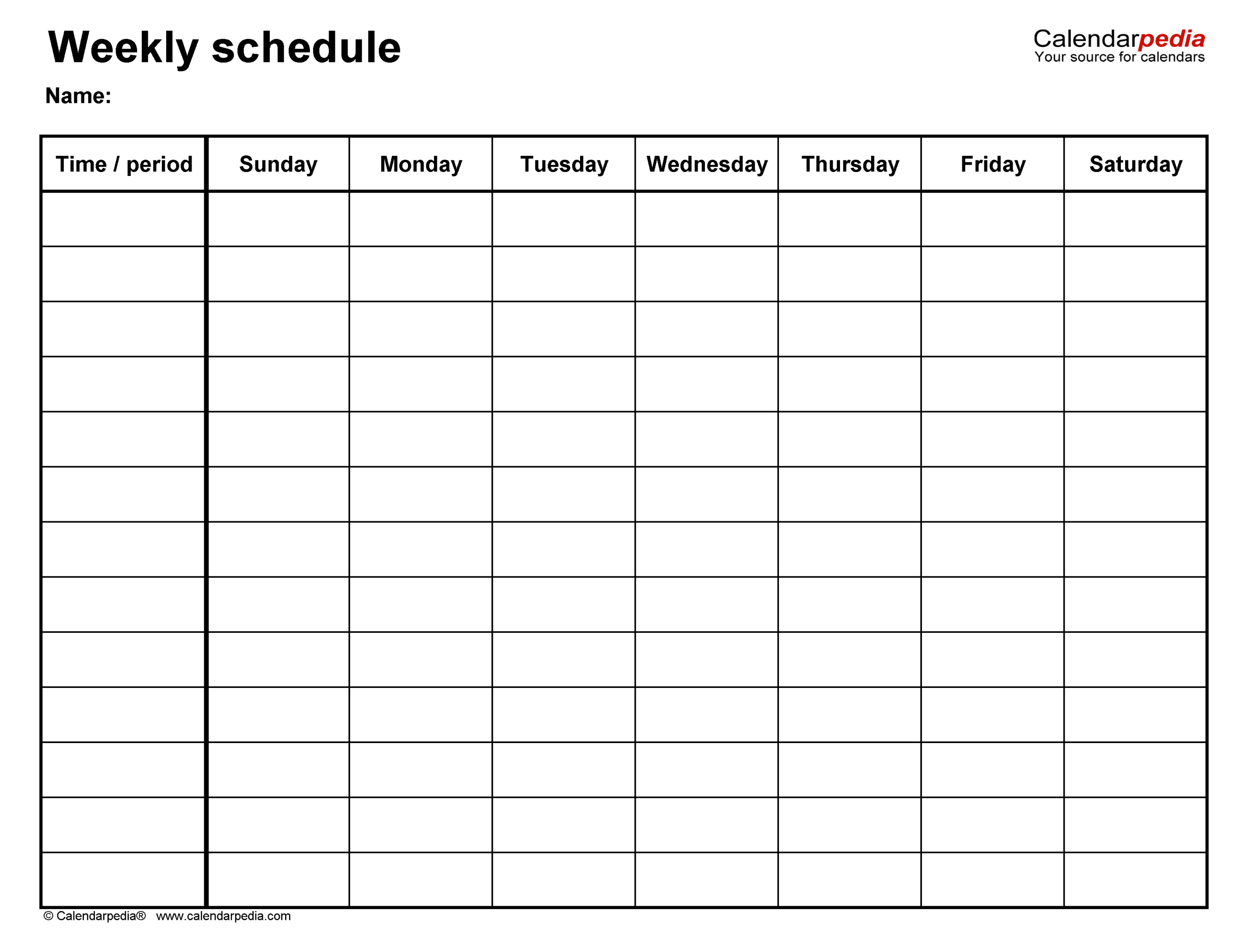 Free Weekly Schedules For Excel 18 Templates