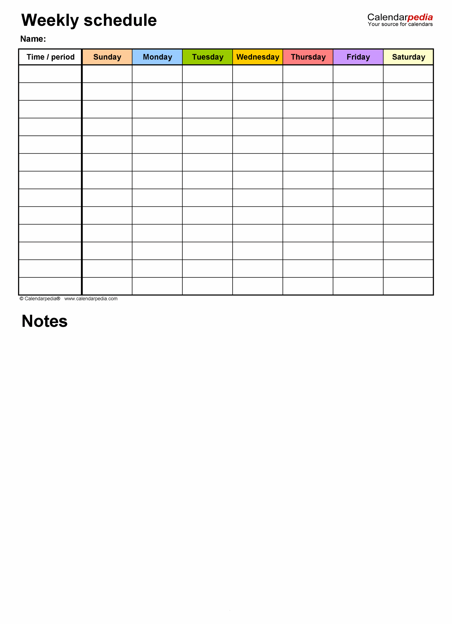 Printable Blank Weekly Work Schedule Template