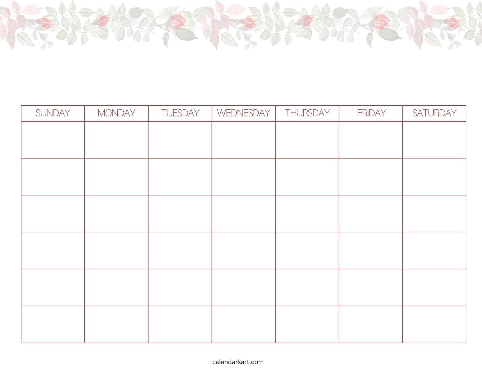 Full Page Blank Calendar