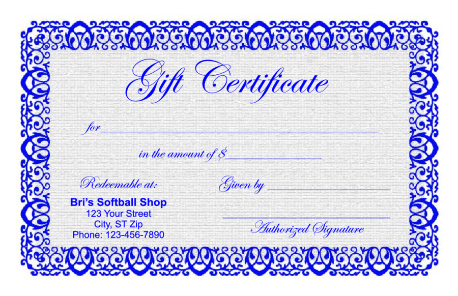 Free Customizable Blank Printable Gift Certificate
