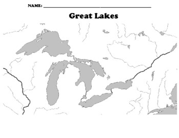 Great Lakes Map Blank By Northeast Education TpT Great Lakes Map Blank By Northeast Education TpT