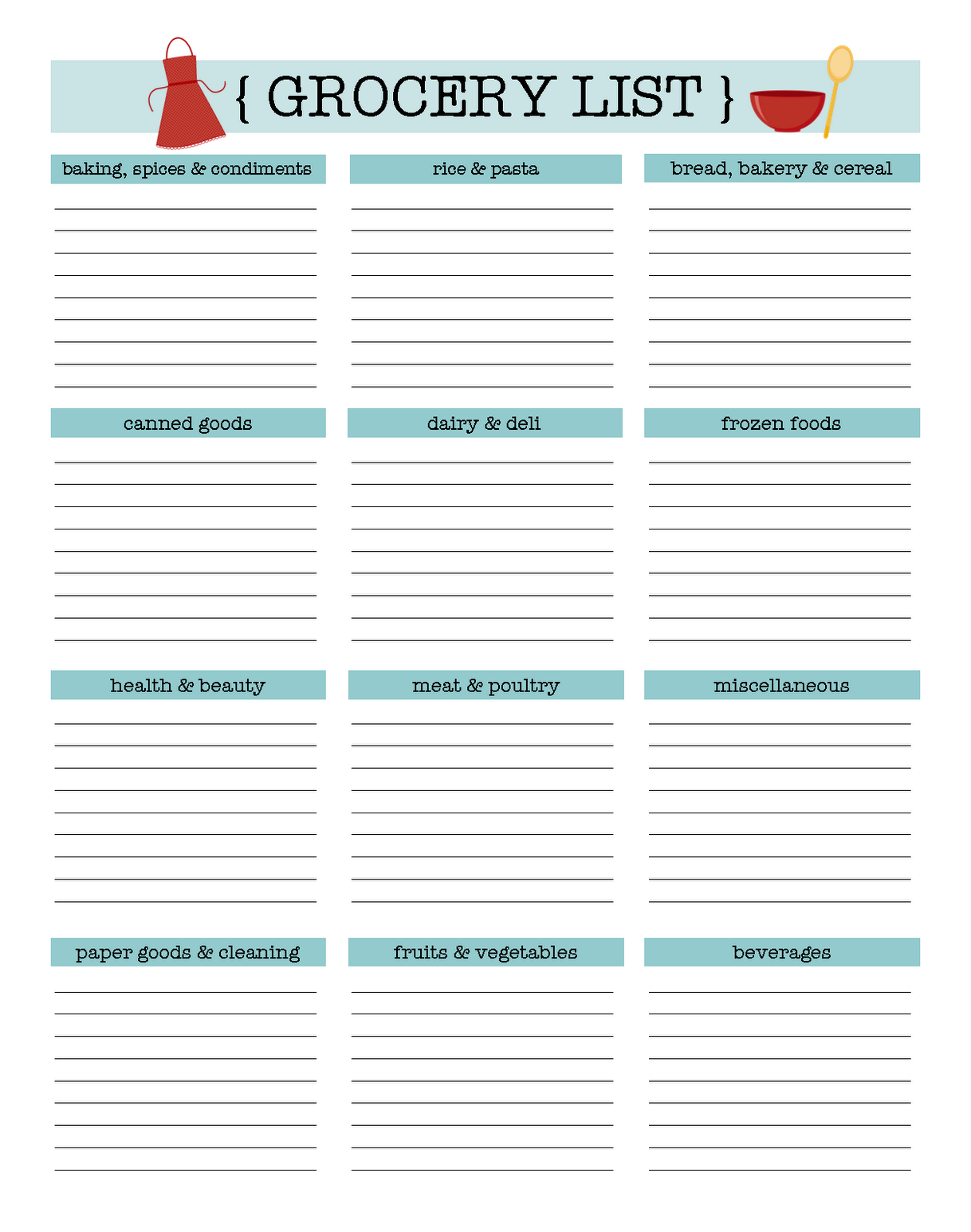 Grocery List Excel Template Grocery List Excel Template