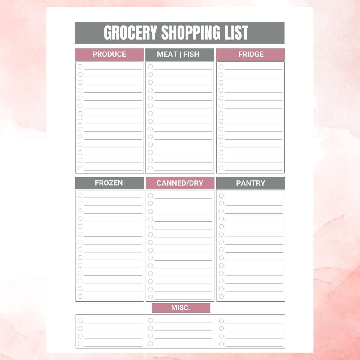 Grocery List Template Free Printable Blank Large Printable Online