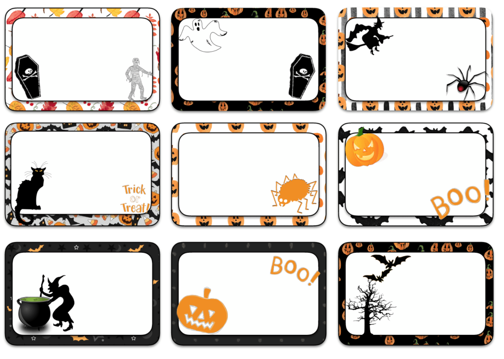 Blank Halloween Food Tent Labels Printable