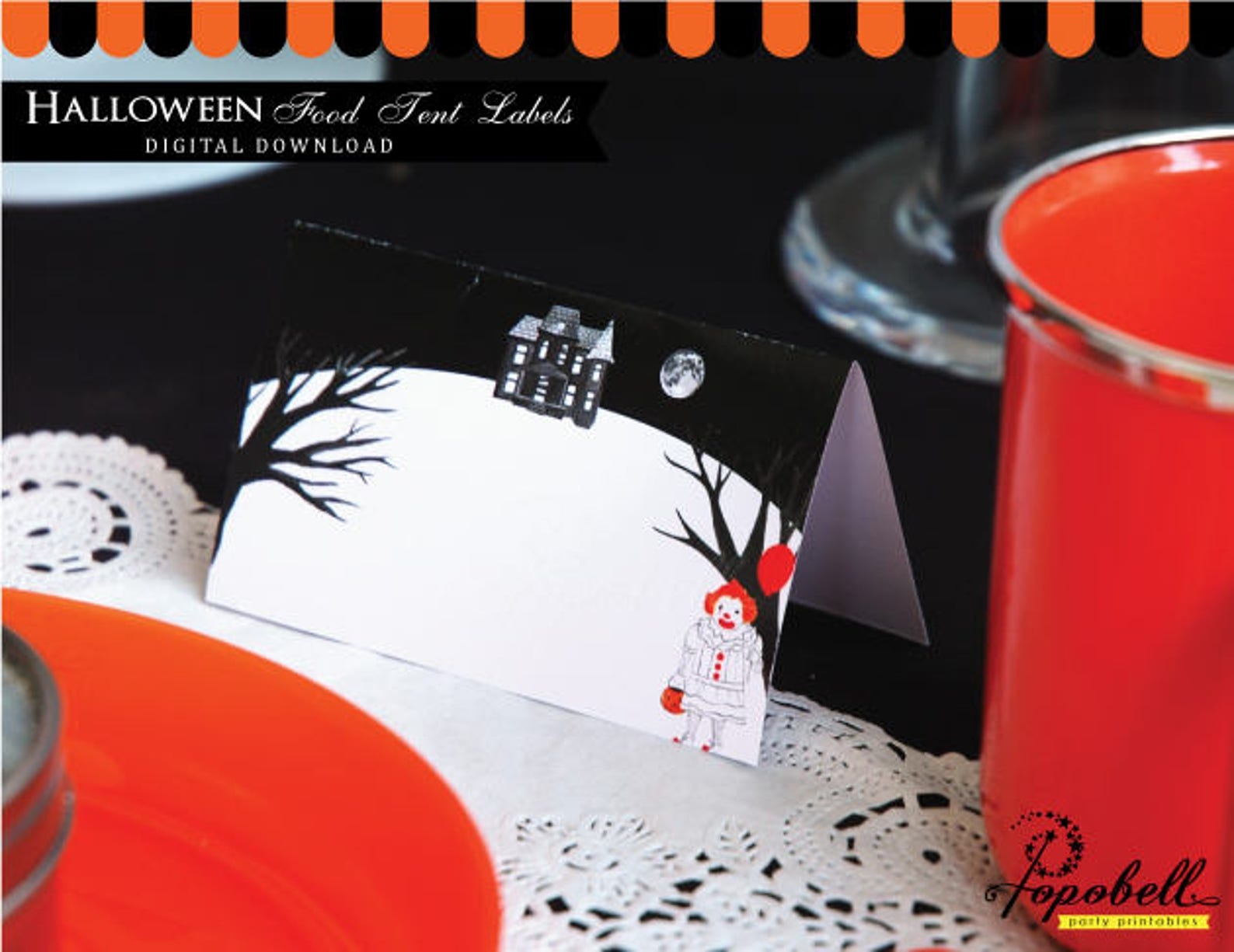 Halloween Food Tent Labels Printable Blank Halloween Tent Etsy
