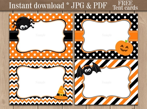 Halloween Food Tent Labels Printable Halloween Buffet Candy Etsy