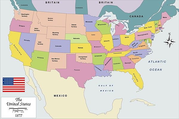 History Map USA 1877