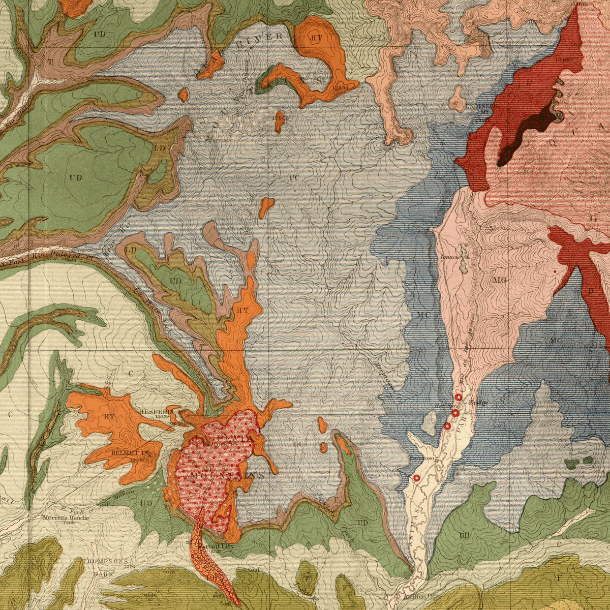 HM 01 15 1877 Geologic Map Sheet XV SW CO And Parts Of NM AZ And UT 