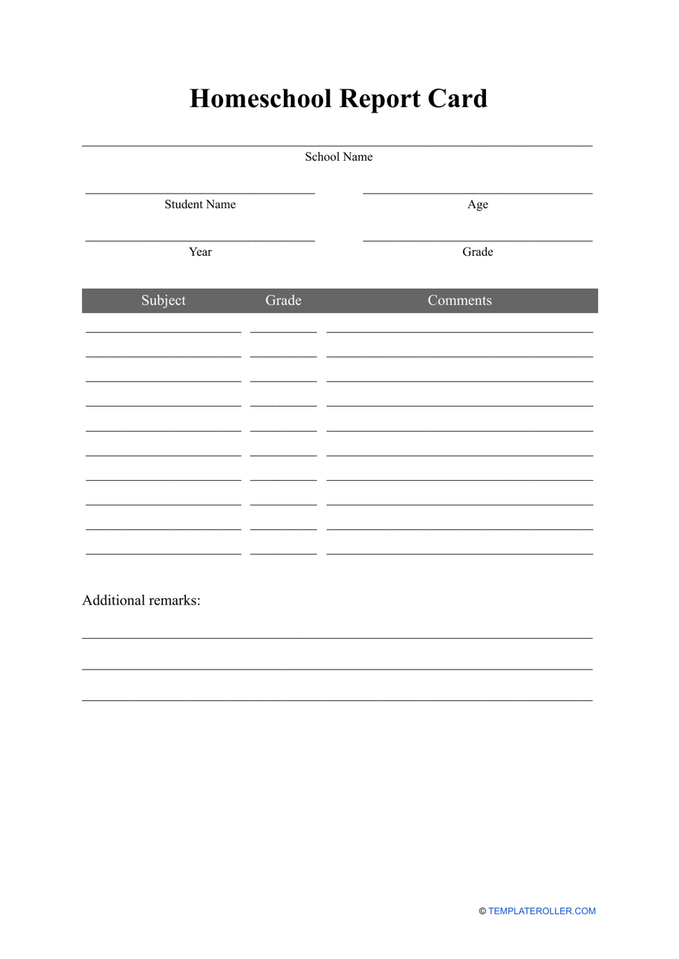 Homeschool Report Card Template Fill Out Sign Online And Download Homeschool Report Card Template Fill Out Sign Online And Download