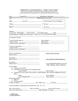 Hospital Admittance Form Fill Out And Sign Printable PDF Template