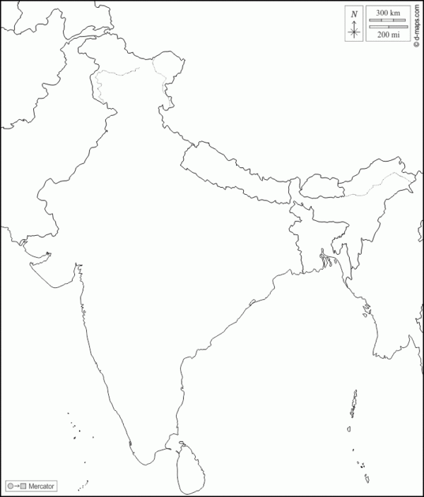 Printable Blank Map Of India And Pakistan