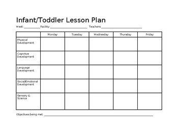 Infant Toddler Lesson Plan Template By Morgen Love TPT