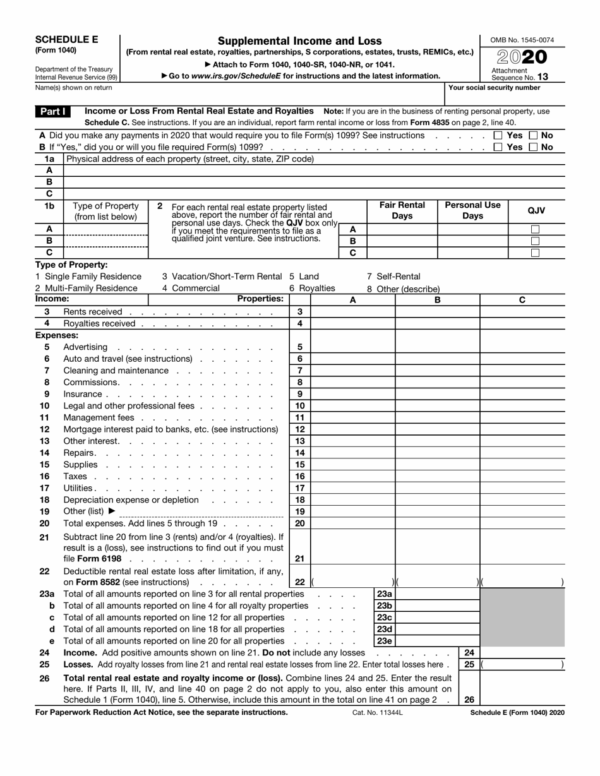 Blank Schedule E Printable Form 2025