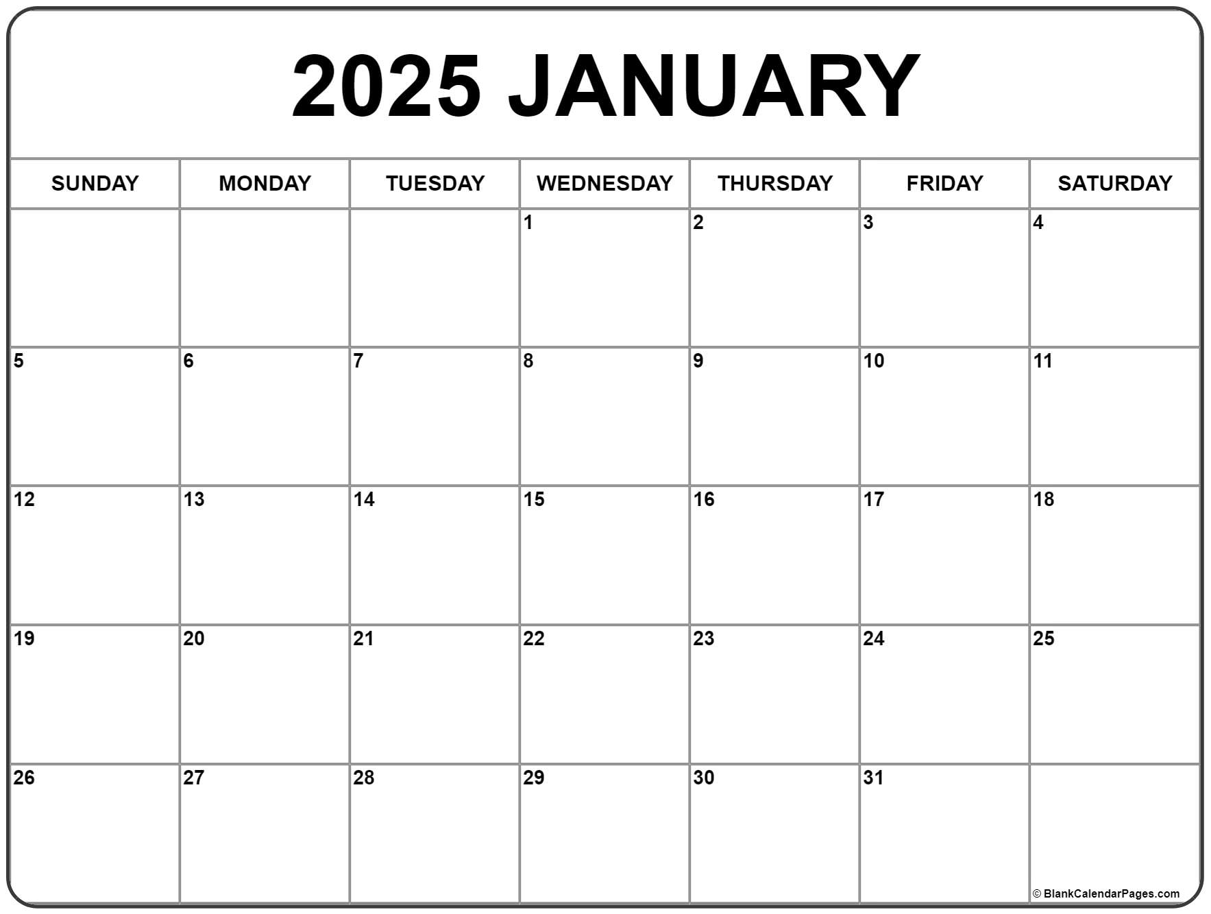 January 2025 Blank Calendar Template 2025 Printable Kevin Jason January 2025 Blank Calendar Template 2025 Printable Kevin Jason