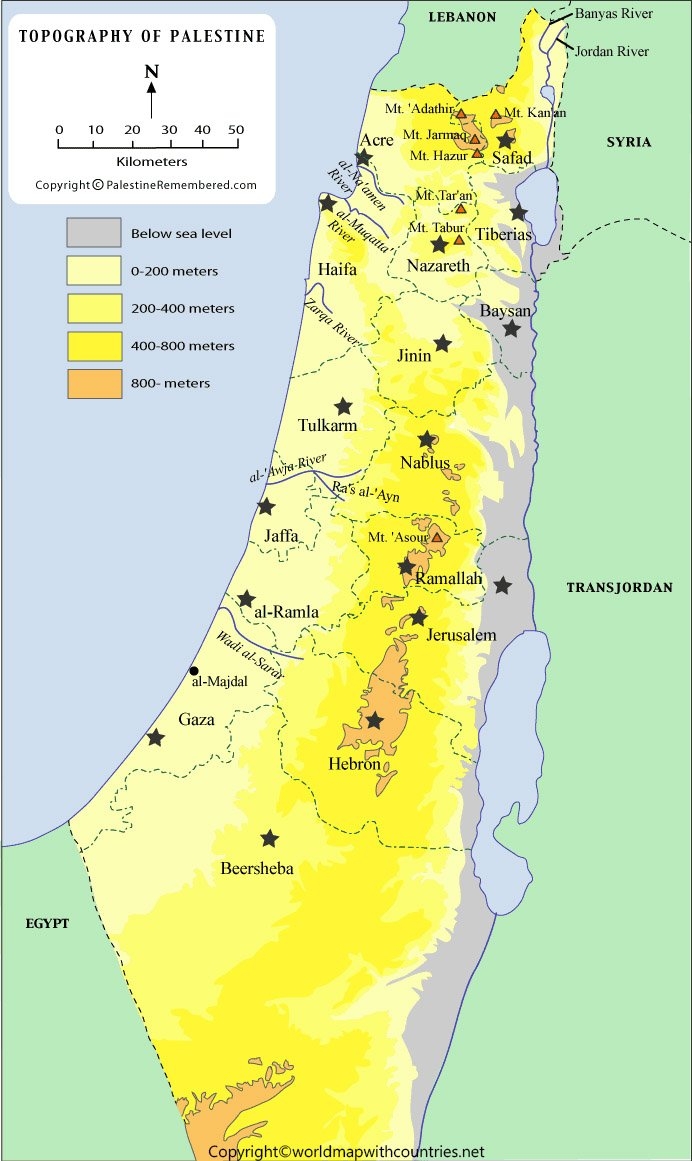 Jordan And Palestine Map