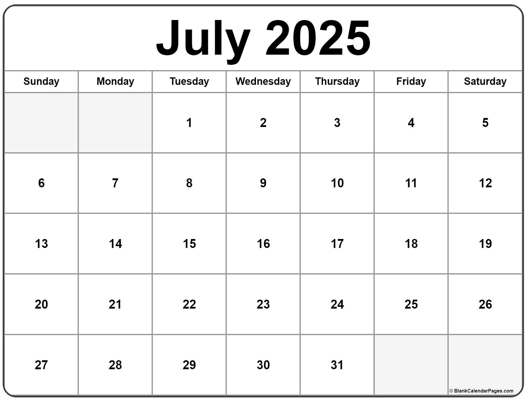 July 2025 Calendar Free Print Pdf Esther H Klausen July 2025 Calendar Free Print Pdf Esther H Klausen