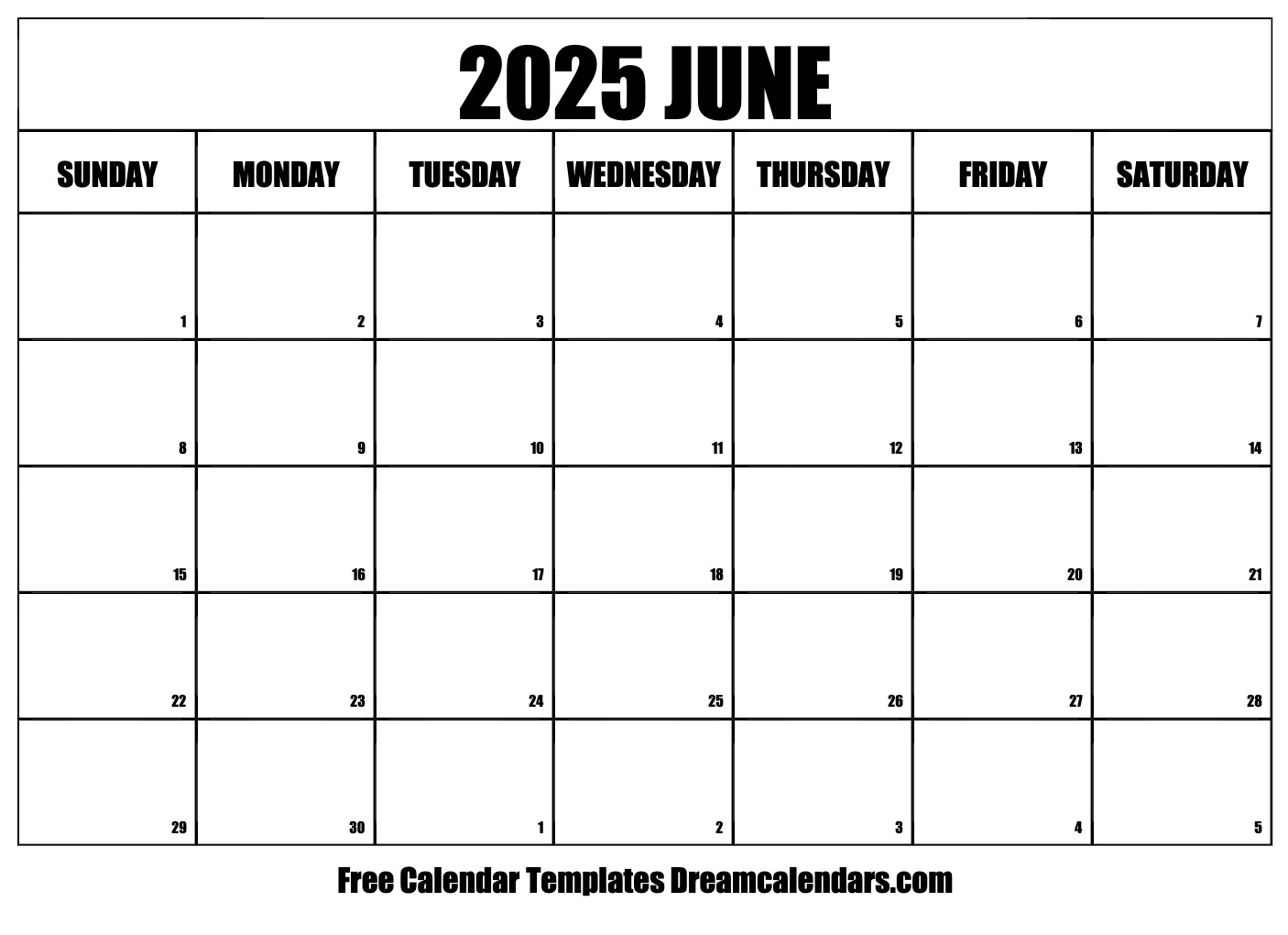 June 2025 Blank Calendar Printable Madison Rubinstein C 