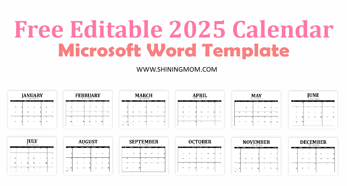June Blank Calendar 2025 Word Bessy Charita