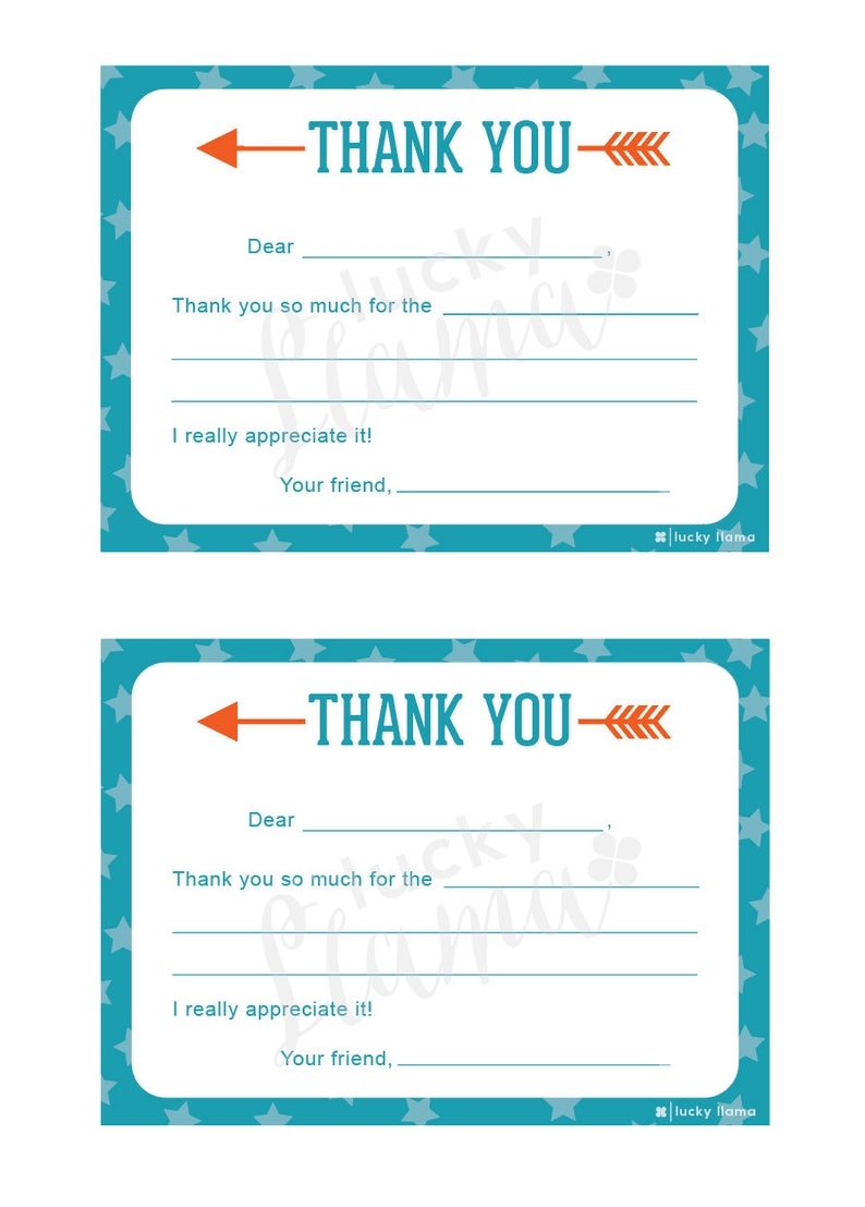 Kids Fill In The Blank Thank You Cards Printable Instant Etsy Kids Fill In The Blank Thank You Cards Printable Instant Etsy