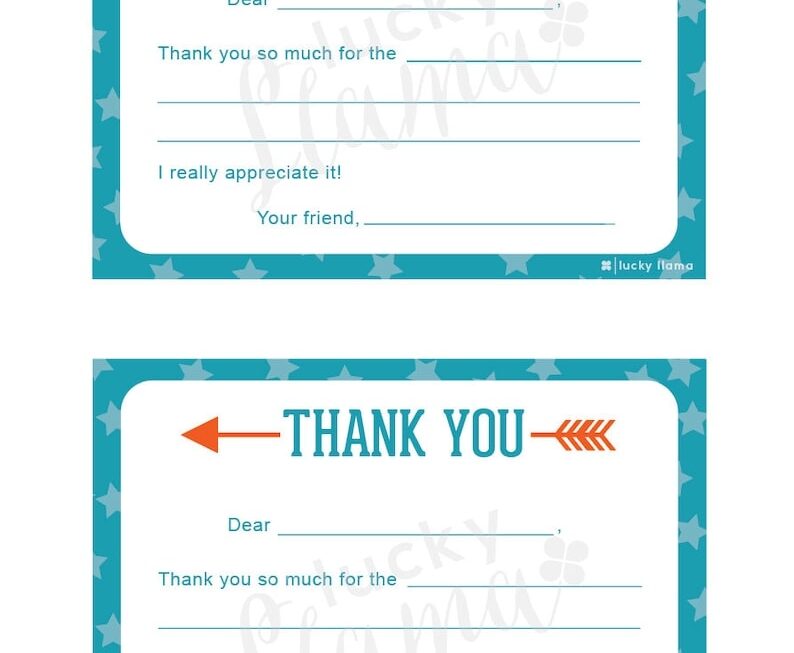 Kids Fill In The Blank Thank You Cards Printable Instant Etsy