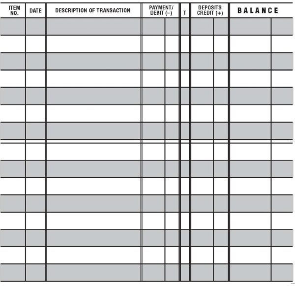 Printable Blank Check Ledger Large Squares