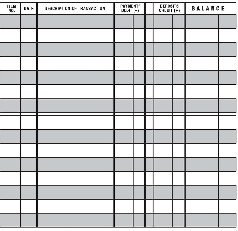 Large Print Printable Check Register