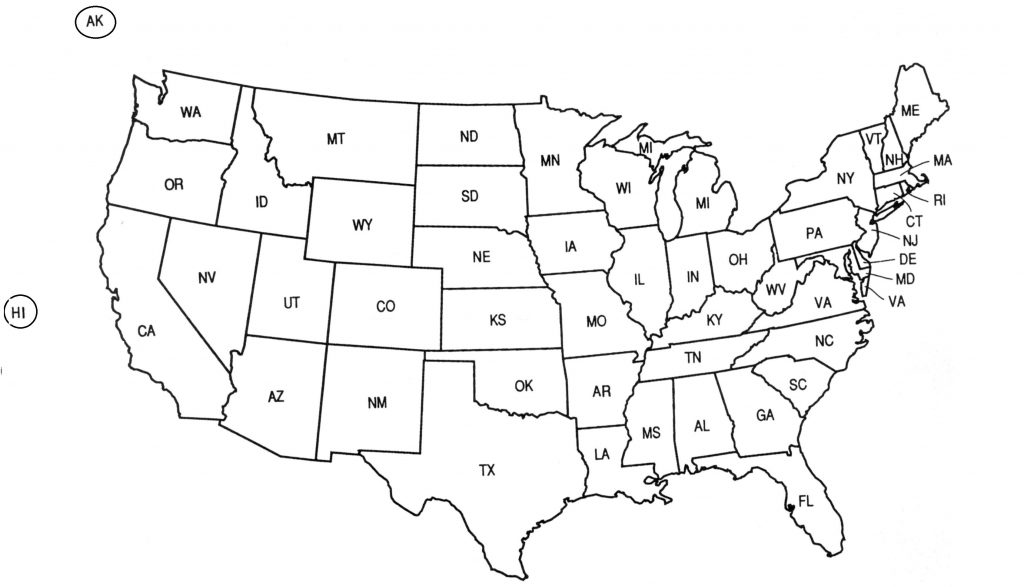 United States Map Blank Printable Numbers