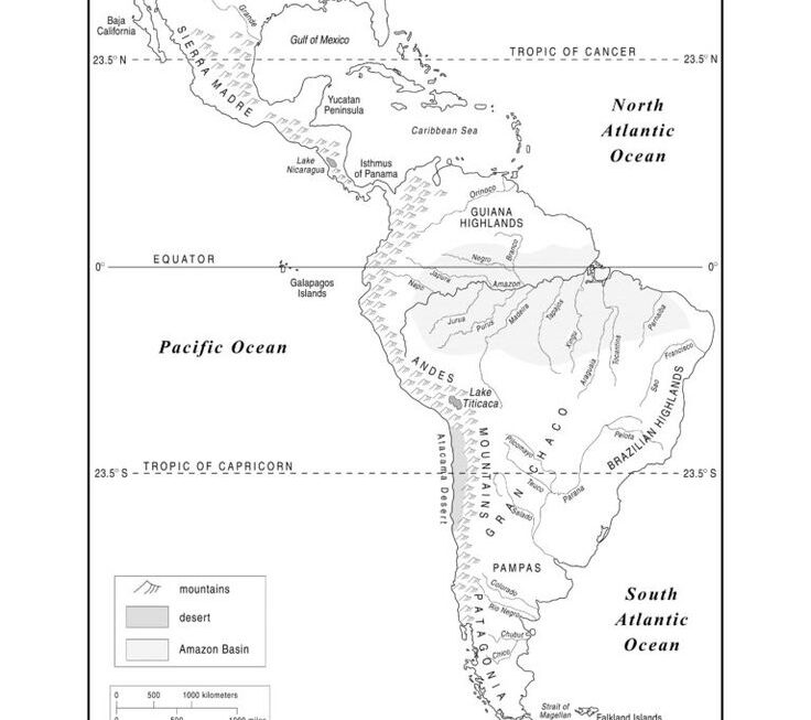 Latin America Physical To South America Physical Features Map Blank X